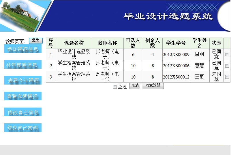 《毕业设计选题系统》来源：qm球盟会计算机0901刘玉强